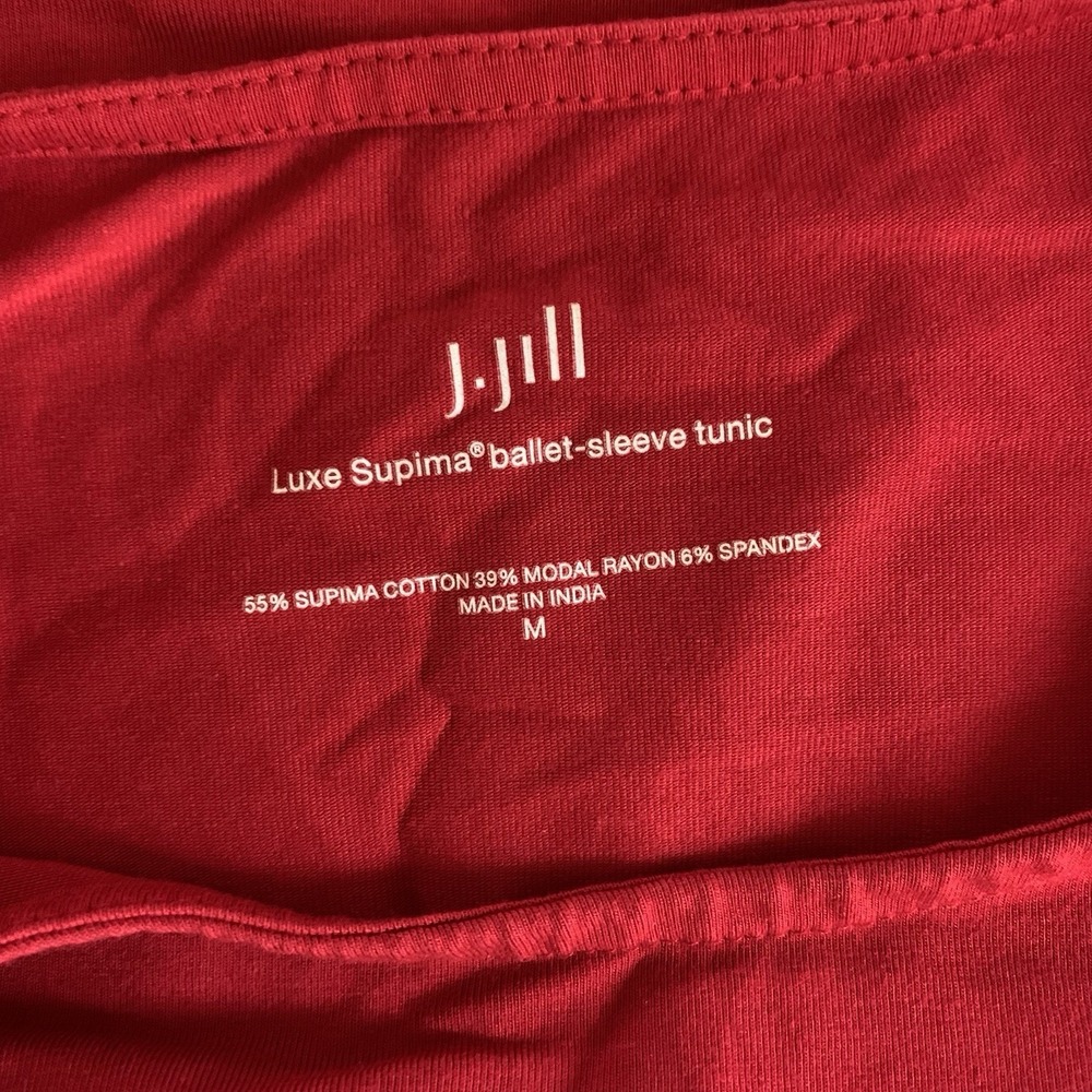 J Jill Luxe Supima Red Ballet Sleeve Tunic Top Soft Stretch Casual Medium - Picture 3 of 3